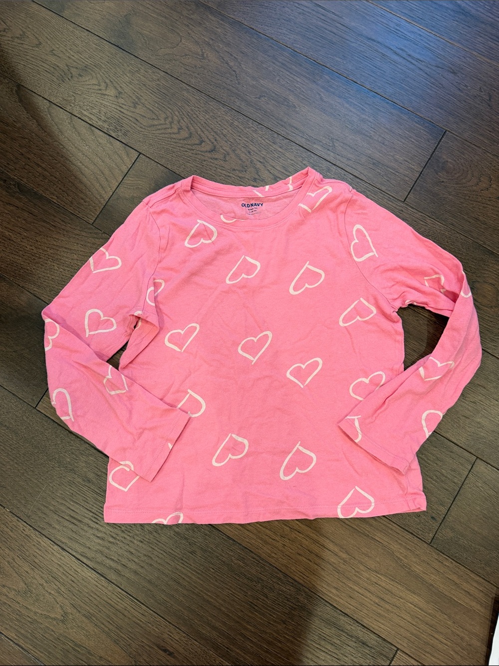 Old Navy Girls Pink Long Sleeve Heart Print Tee Size Large 10/12 - C72-090